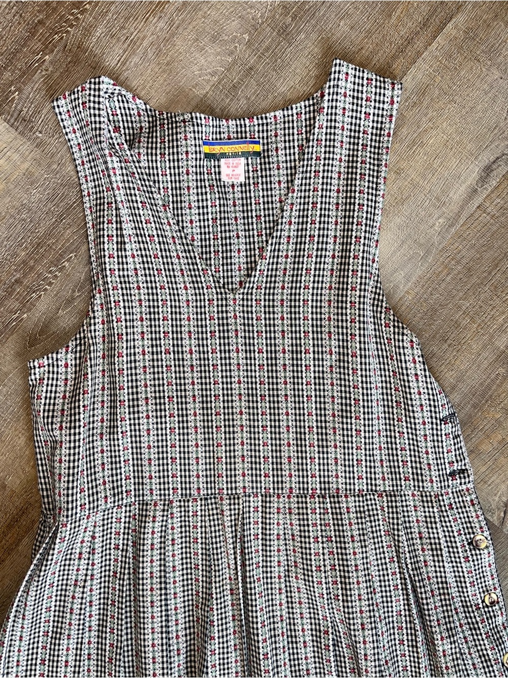VTG Bryn Connelly dress size 8/10 checkered floral pattern #cottagcore